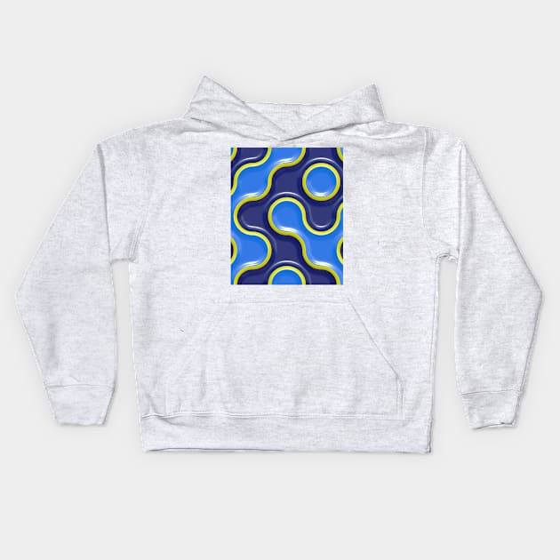 3D Pattern Curve Design Kids Hoodie by Abstractdiva
